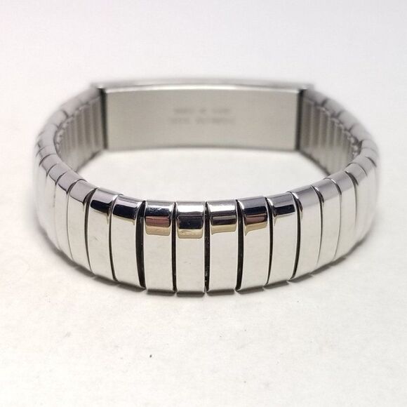 Vintage ID Bracelet, Silver Tone Stretch Watch Band, Estate - Picture 3 of 7